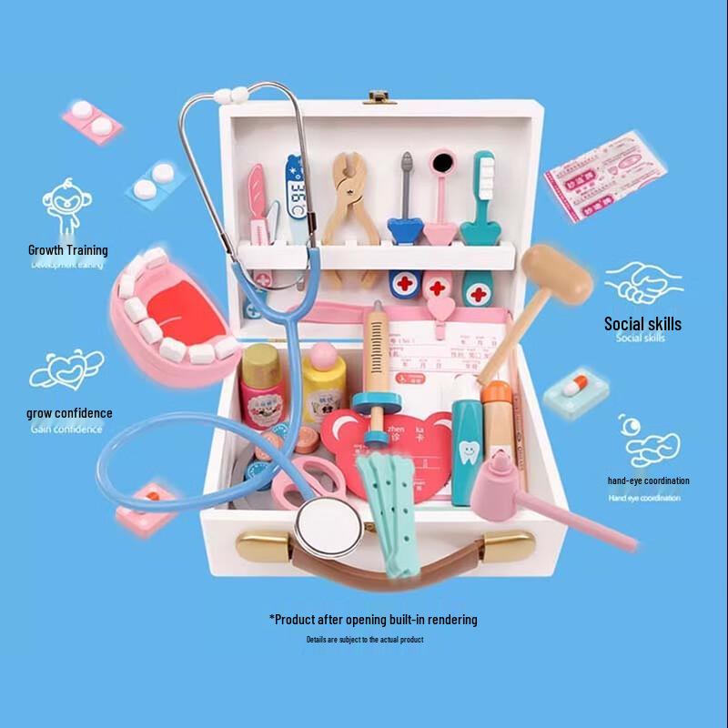 Changbaosen 23-Piece Wooden DIY Doctor Play Set