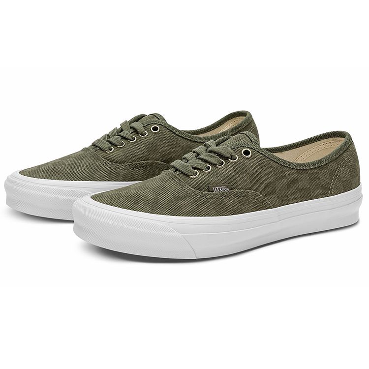 Vans OG Authentic LX Grape Leaf Checkerboard Sneakers Unisex Zielone Prawdziwa Biel VN0A5FBD50K