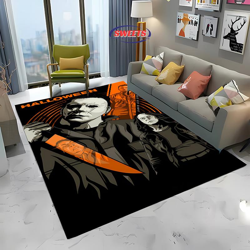 1PC M-Michael M-Myers Halloween Horror Carpet Soft Rug for Living Room Dining Room Playroom Floor Decor All Season Mat