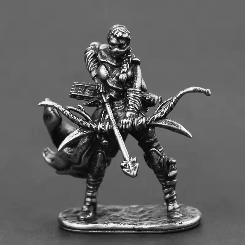 Metal Female Archer Model War Game Figure Desktop Decor Car Interior Ornament Gift for Men Women Paintable Collectibles