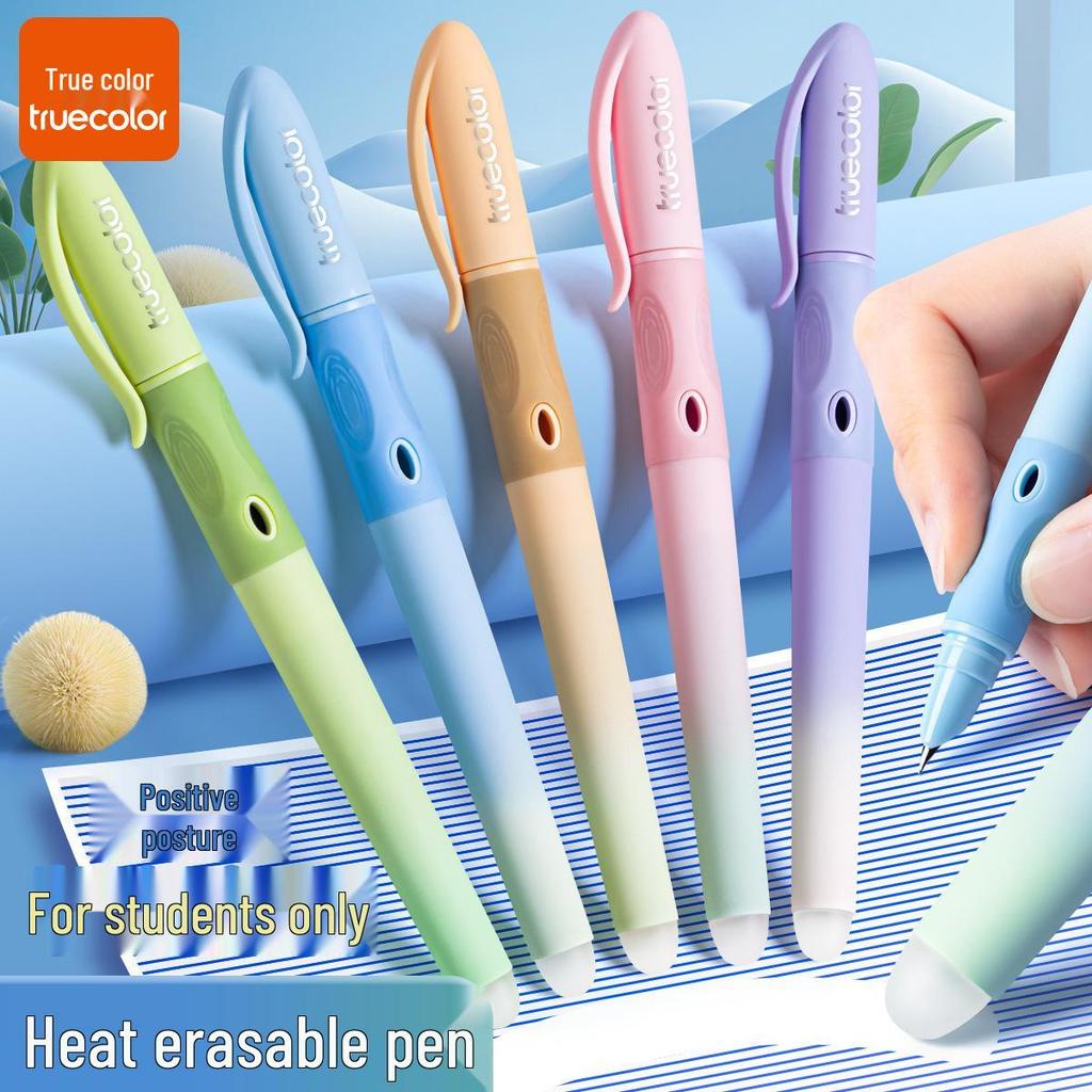 Gradientní barevné pero plnicí pero s tepelně smazatelným inkoustem a korekcí držení těla pro studenty - Unisex, Vyměnitelná bombička