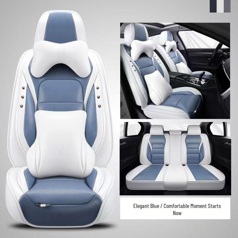 Universal Cartoon Car Seat Cushion - Four Seasons, Wear-Resistant, Dirt-Resistant, Full Surround, Leather Cover for Five-Seaters