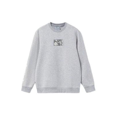 Li Ning Pull décontracté imprimé à col rond à manches longues pour homme sweatshirt Gris AWDR945-3