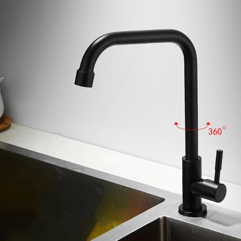 Stainless Steel Kitchen Faucet Universal Convenient Rotatable Spout Faucet Wall-mounted Black Wall Mounted Faucet Bathroom