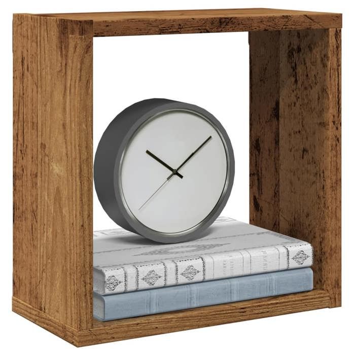 VidaXL Wall Cube Shelves 2 Pcs Old Wood 30x15x30 Cm, Cube-shaped Storage, Cube-shaped Organizer, Shelf 856576