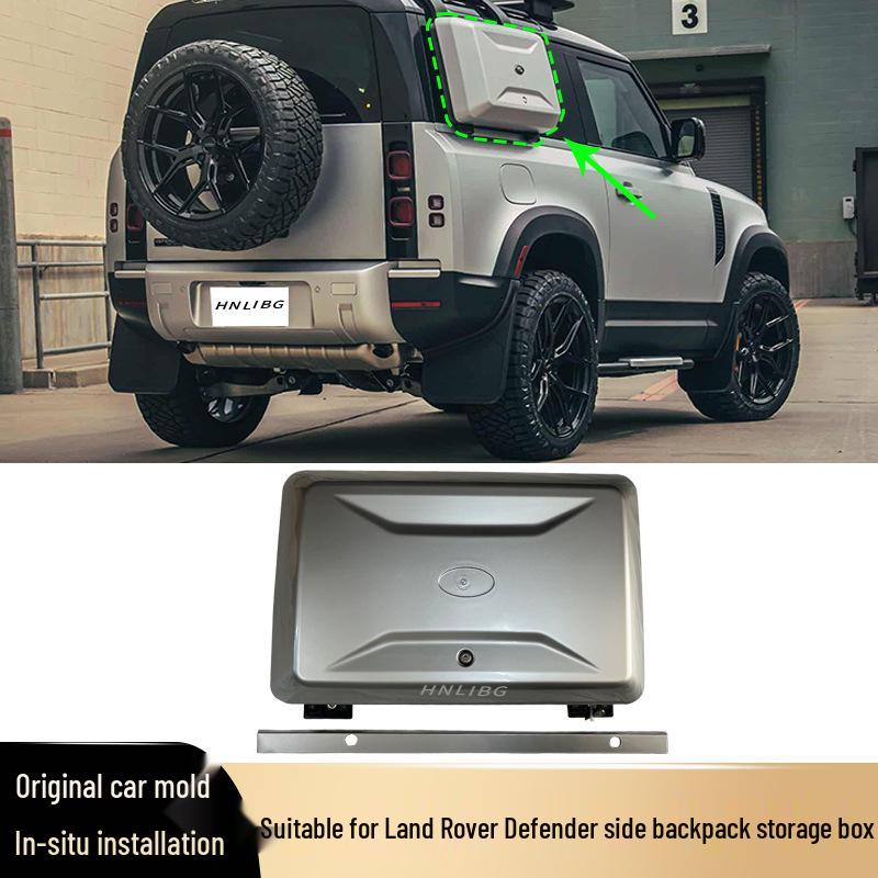 Designed for customizing Land Rover Defender backpacks with side compartments and external storage boxes.