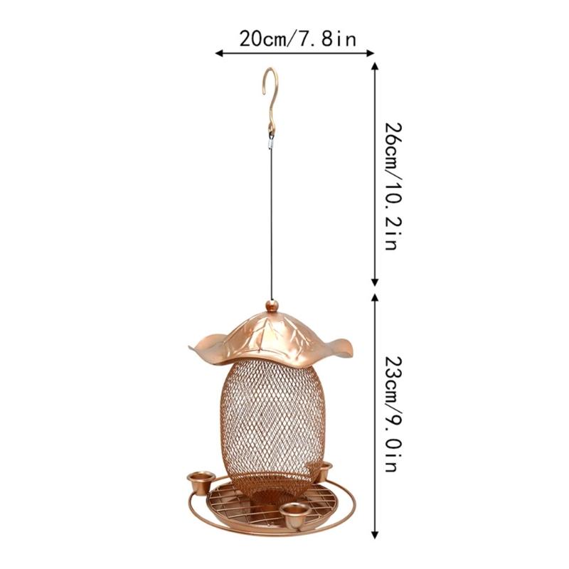 SquirrelProof Bird Feeder Wrought Iron Bird Feeder with Water Cup Outdoor Backyard Hanging Feeder for Wild Bird
