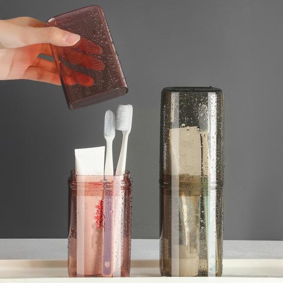 Travel Wash Cup Portable Toothbrush Cup Detachable Mouthwash Cup Leak-Proof Toiletries Storage Box for Travel Business Trips