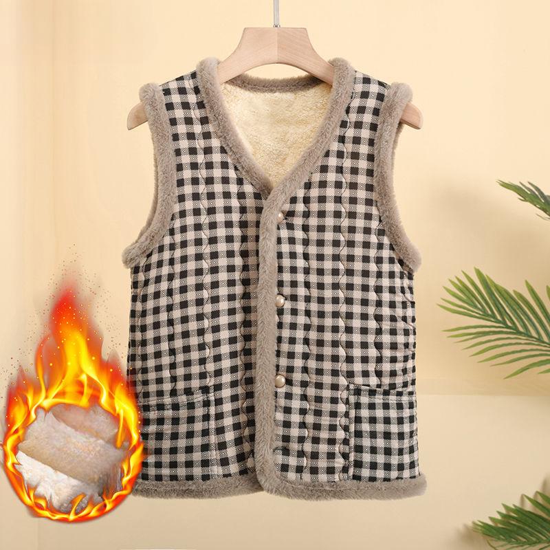 New Autumn and Winter Vest Floral Warm Vest Plus Velvet Thickened Jacket