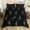 Sugar Skull King Queen Duvet Cover Funny Skeleton Halloween Bedding Set Gothic Spooky Bone Quilt Cover Polyester Comforter Cover