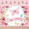 Rosa Schmetterling Geburtstag Kulissen für Mädchen Party Decor Requisiten Kinder BabyShower Foto Fotografie Hintergrund Schmetterling Dekoration