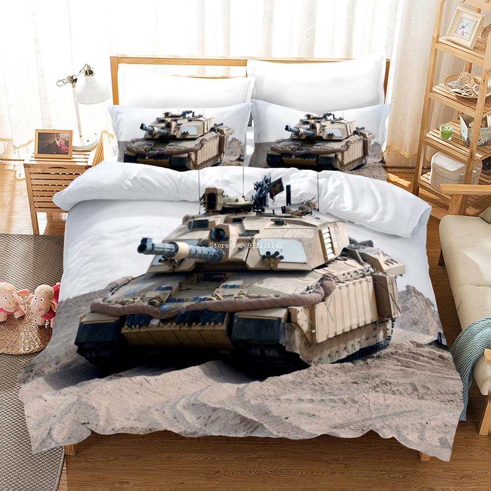 Deluxe Modern Tank Race Bedding Set - Single/Double/King/Queen Size Down Quilt Cover & Pillowcase, Home Textile
