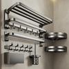 No-Drill Foldable Bathroom Shelf & Towel Rack