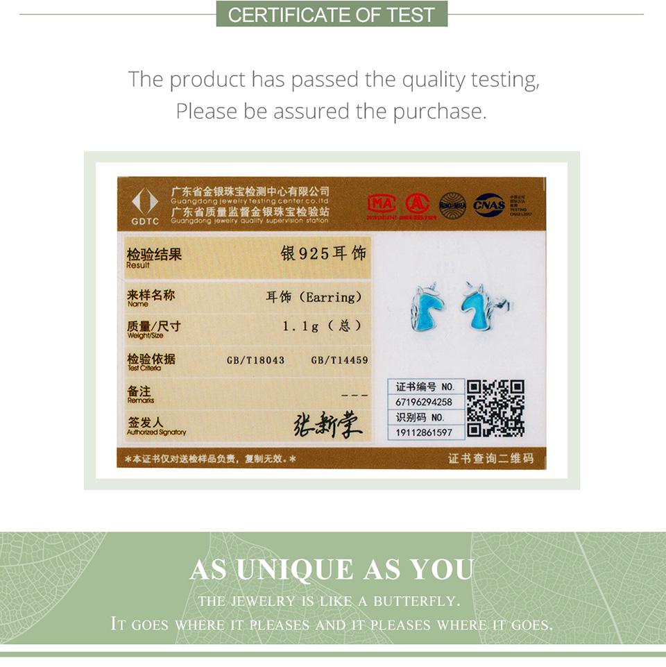 BAMOER Authentic 925 Sterling Silver 2 Color Translucent Opal Fancy Pony Earring Original Brand Design