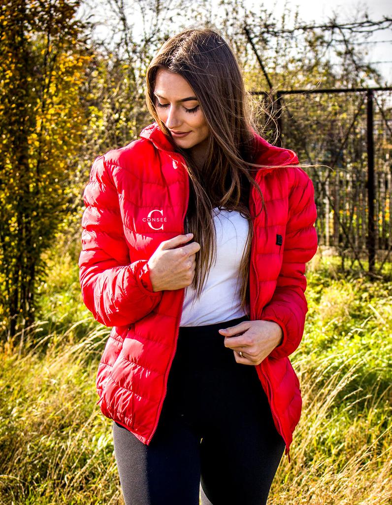 USB heated jacket for women and men, plus size, autumn, insulated, long, xxl, red, size S