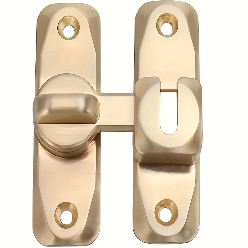 

90/180 Degree Barn Door Lock - No Drilling Zinc Alloy Flip Gate Sliding Latch, Portable Security Door Lock for Kitchen Cabinet золотий