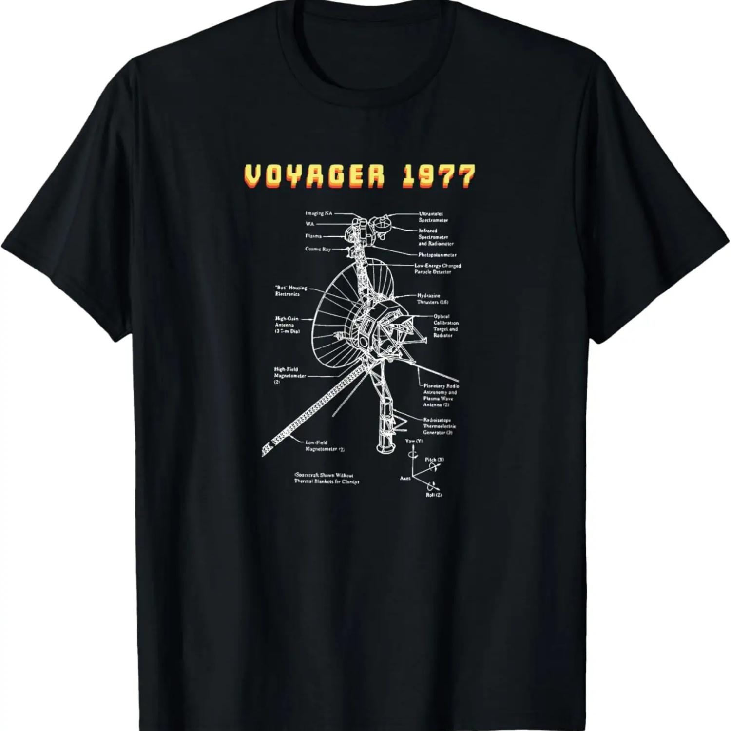Voyager 1977 Shirt Space Probe Mission Tee T-Shirt S чёрный