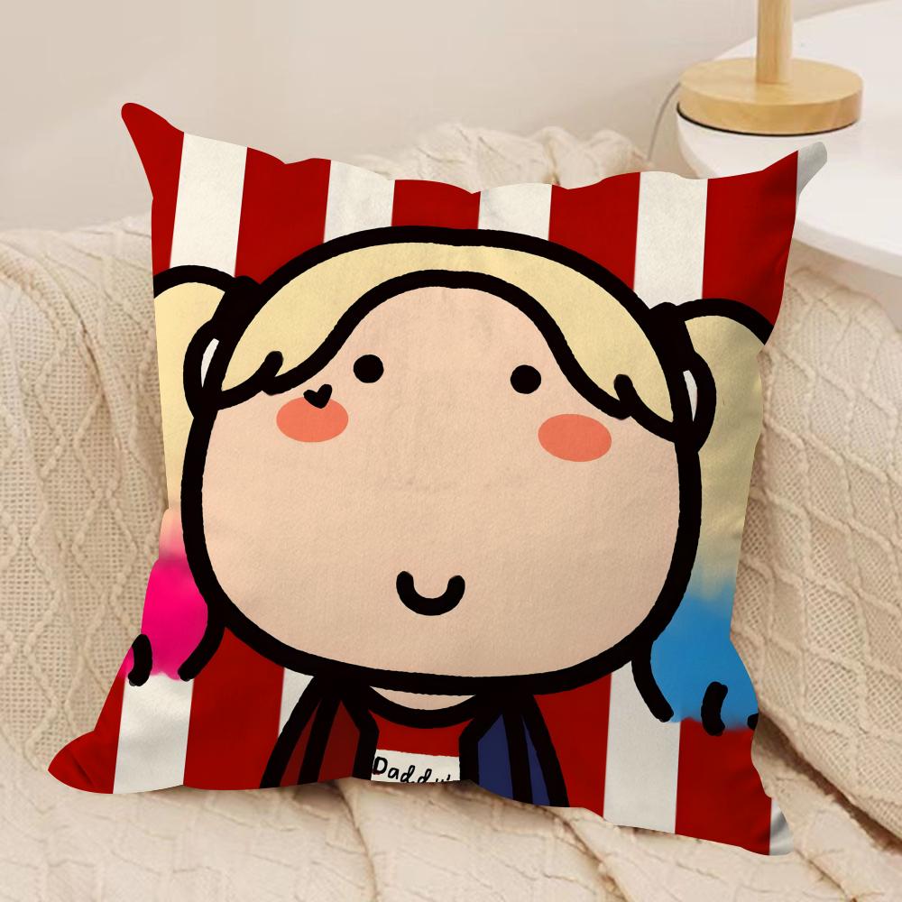 Süßer Cartoon-Paar-Kissenbezug Weicher Plüschstoff Doppelseitig Bedruckter Sofakissenbezug für Alle Jahreszeiten Heimdeko Geschenk