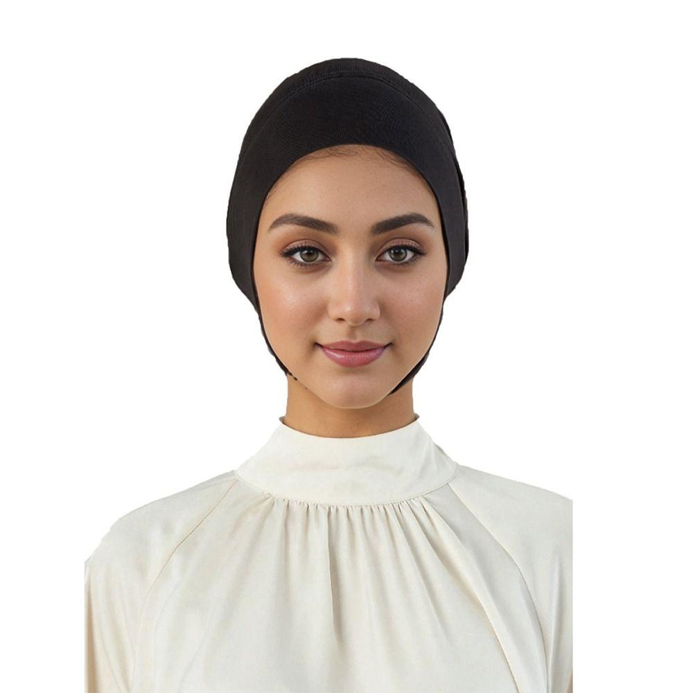 Neuer elastischer Sofort-Hijab-Schlauch Jersey Baumwolle Ohrloch Innerer Hijab Uni Fertig zum Tragen Kopfbedeckung für Damen