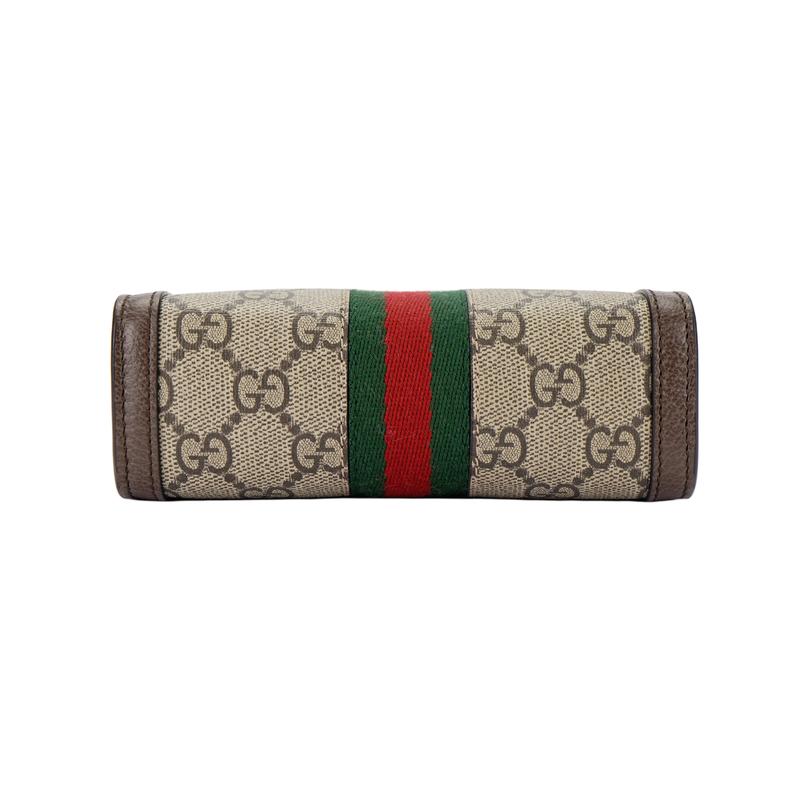 Gucci Ophidia Removable and Adjustable Shoulder Strap Canvas and Leather Handbag Super Mini Women's Beige and Ebony