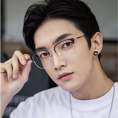 Fashion Unisex Square Plain Glasses for Men Women Metal Frame Glasses for Party Eyeglasses Gentle Black Eyebrow Frame
