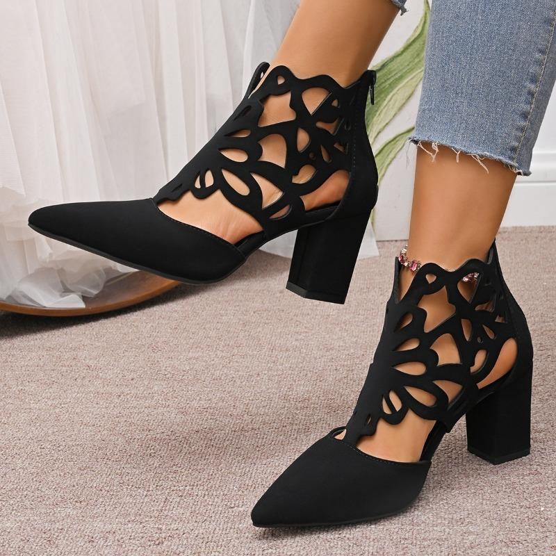 New summer models, thick heel high heel sandals women's large size -3 hollow cool boots women