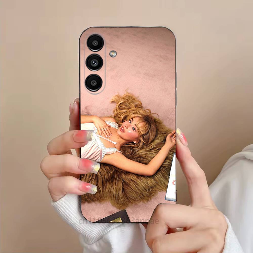 

S-sabrina C-Carpenter Cartoon Phone Case For Samsung S25,24,23,22,21,S20,Ultra,Plus,FE Black Soft Cover SamsungS24ULTRA