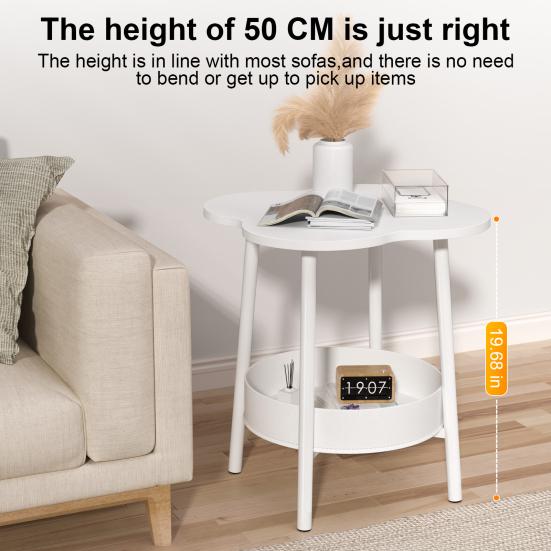 Small Coffee Table, Flower Shaped Desktop Tea Table, Modern Style End Table, Living Room Center Minimalist Display Coffee Table with 2-Tier