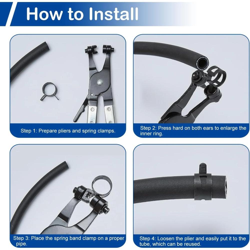 105 Pcs Black Fuel Oil Water Hose Clip hand pinched elastic throat clamp spring clamp oil pipe water pipe clamp combination Kit