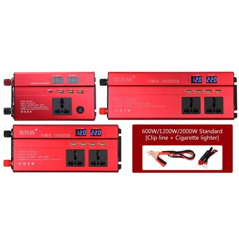 12V 24V To 220V Power Inverter 4 USB Car Voltage TransformerPower Inverter