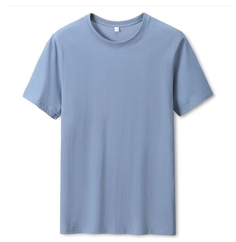 Available: Men's 180g Cotton Crew Neck Short Sleeve T-Shirt - Solid Color, Pure Cotton, Ideal for Summer and Advertising.
