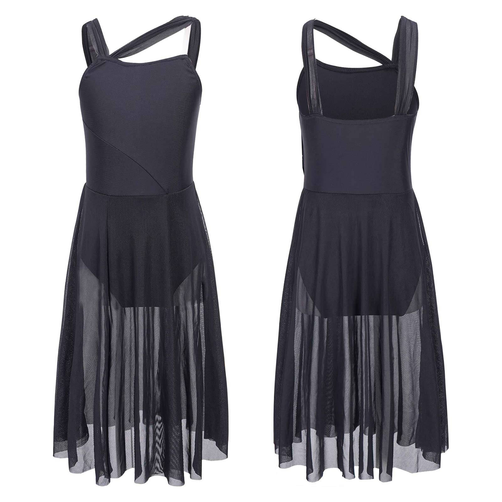 

Діти Дівчата Балетні танцювальні сукні Сучасні ліричні танцювальні костюми Без рукавів Кольорові блоки Гімнастичне купальник Танцювальний одяг балерини 13-14 Years чорний