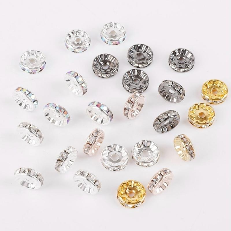 8mm Rhinestones Spacer Beads Rondelle Loose Beads Crystal Bead Spacer for Bracelets and Necklaces In Jewelry Crafts