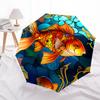 Stained Fish Design Automatic Opening Folding Umbrella with Iron Frame Perfect for Fans,Travelers,Daily Use,and Festive Gifts!1121009a
