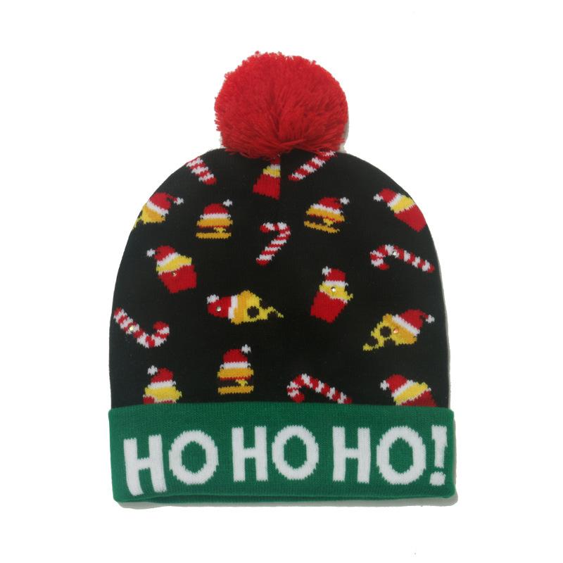 2025 autumn and winter new knitted hat Christmas holiday party LED light Christmas hat