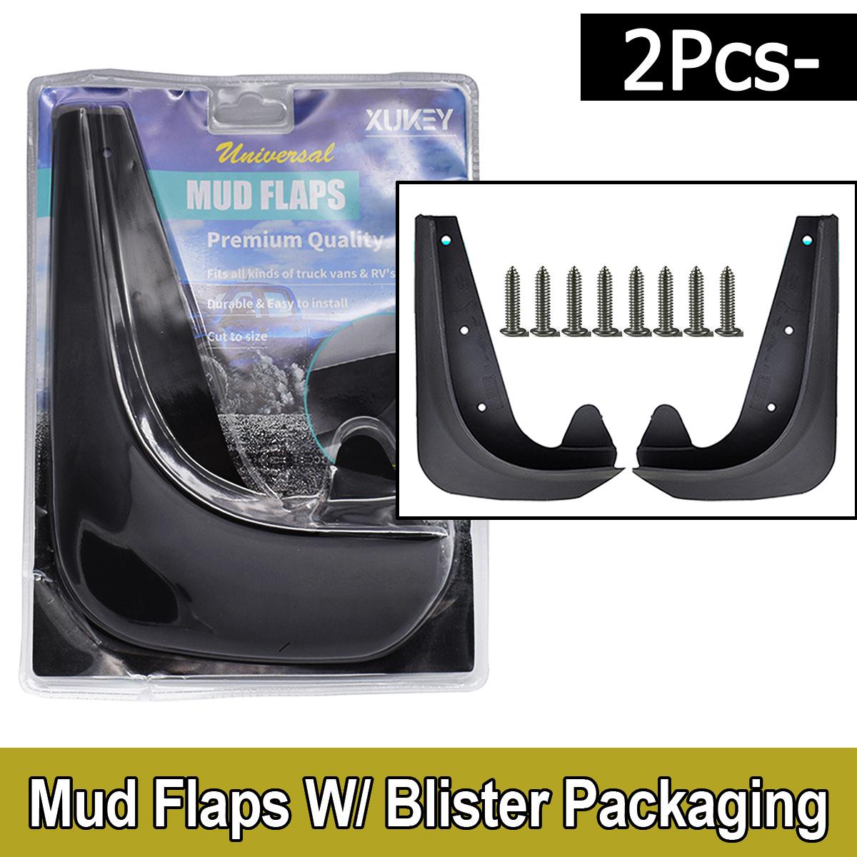 2/4pcs Universal Car Mud Flaps Splash Guard Kit with Mounting Hardware for SUV Sedan Van Truck, Black Mudguards Fender Protector 2pcs