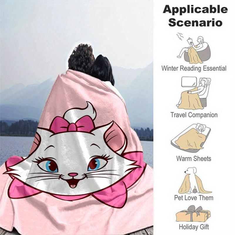 1PC Cartoon Marie Cat Blanket, Seasonal Universal, Home Decoration, Throw Blanket, Soft Flannel Throw Blanket, Versatile & Cozy for Bedroom,Cute Gift