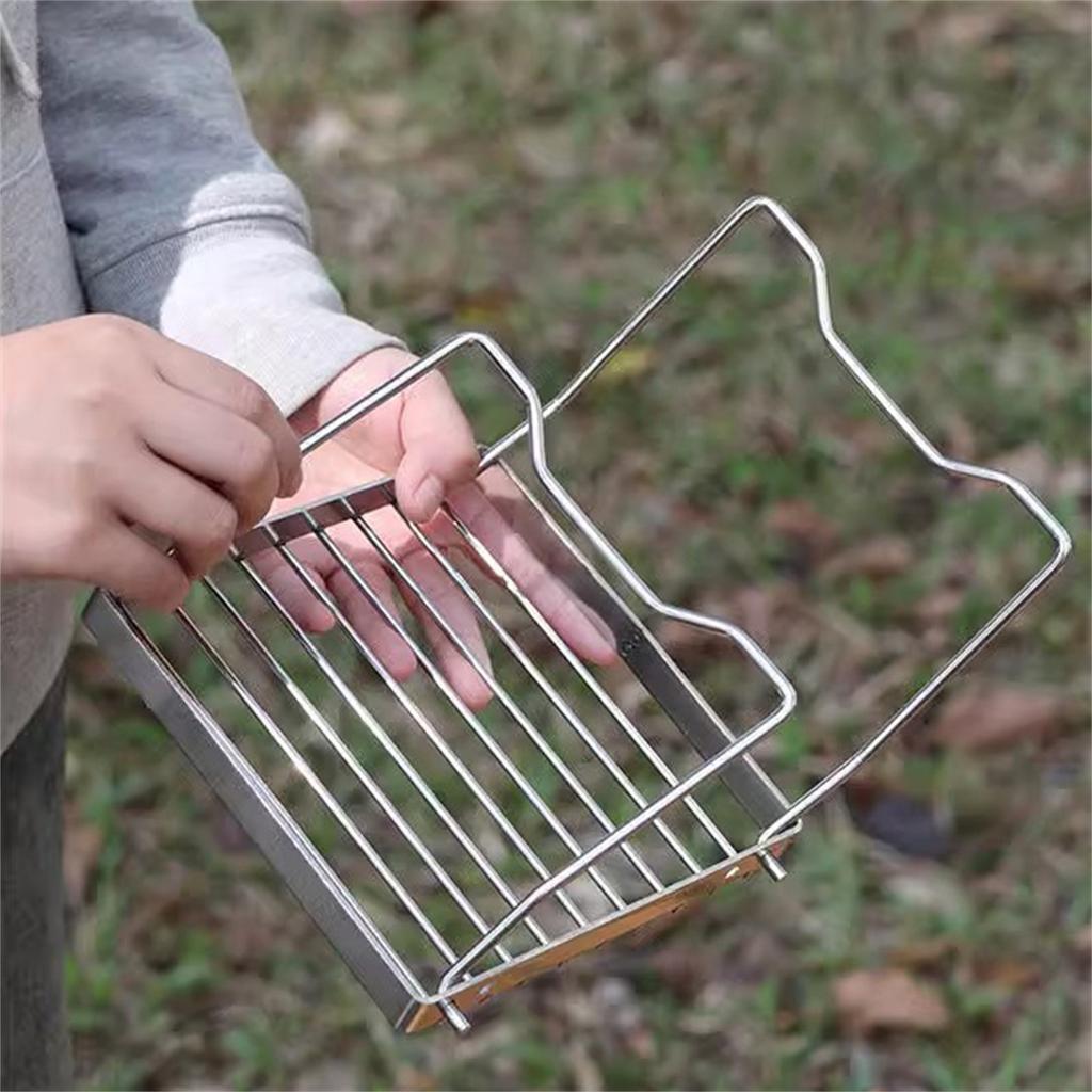 Stainless Steel Camping Stove Holder Foldable BBQ Grill Rack Outdoor Brazier Stand Fire Accessories Camping Cooking Tool
