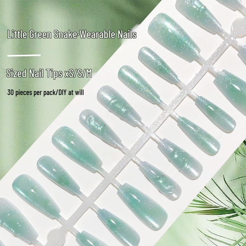 

Little Green Snake 3D Crystal Nail Art - 30pcs Luxurious Retro Snake Year Design.