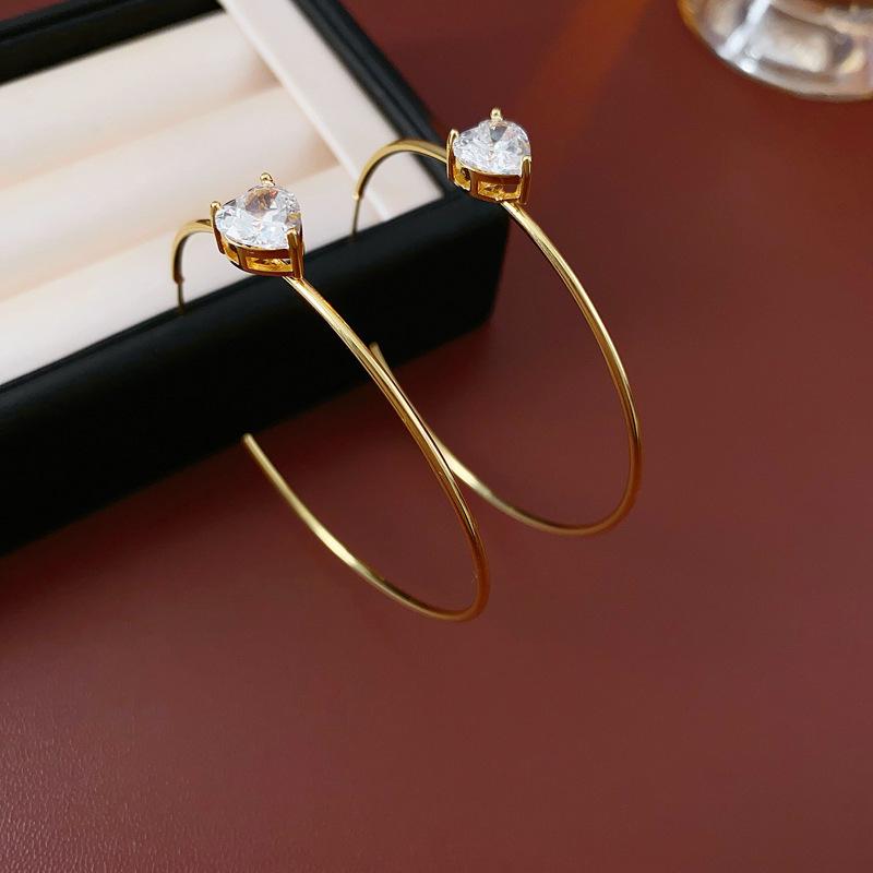 Gold French Simple Round Plain Ring Earrings Light Luxury Earrings Hong Kong Style Earrings