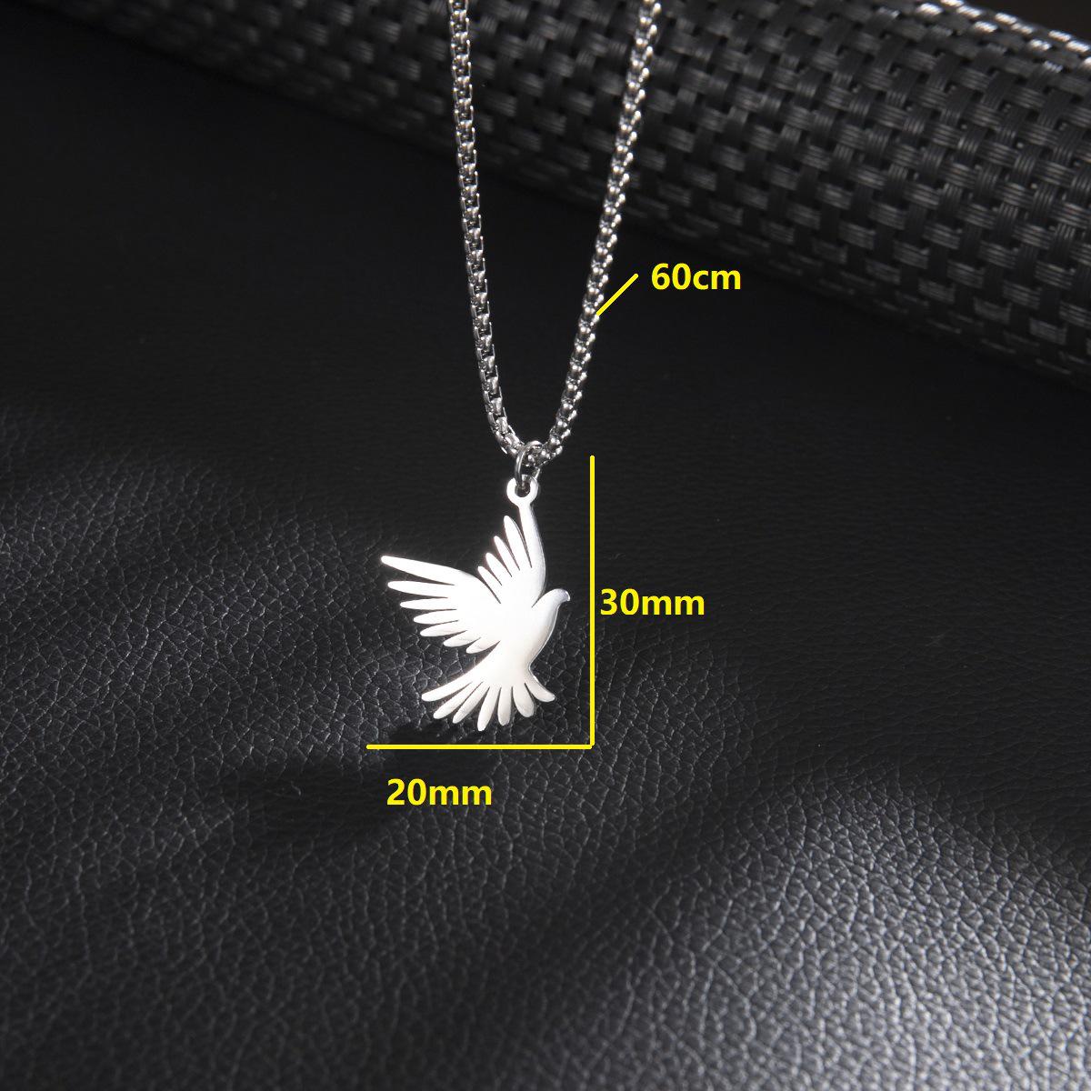 Stainless Steel Snake Bone Chain with Bird Pendant Necklace