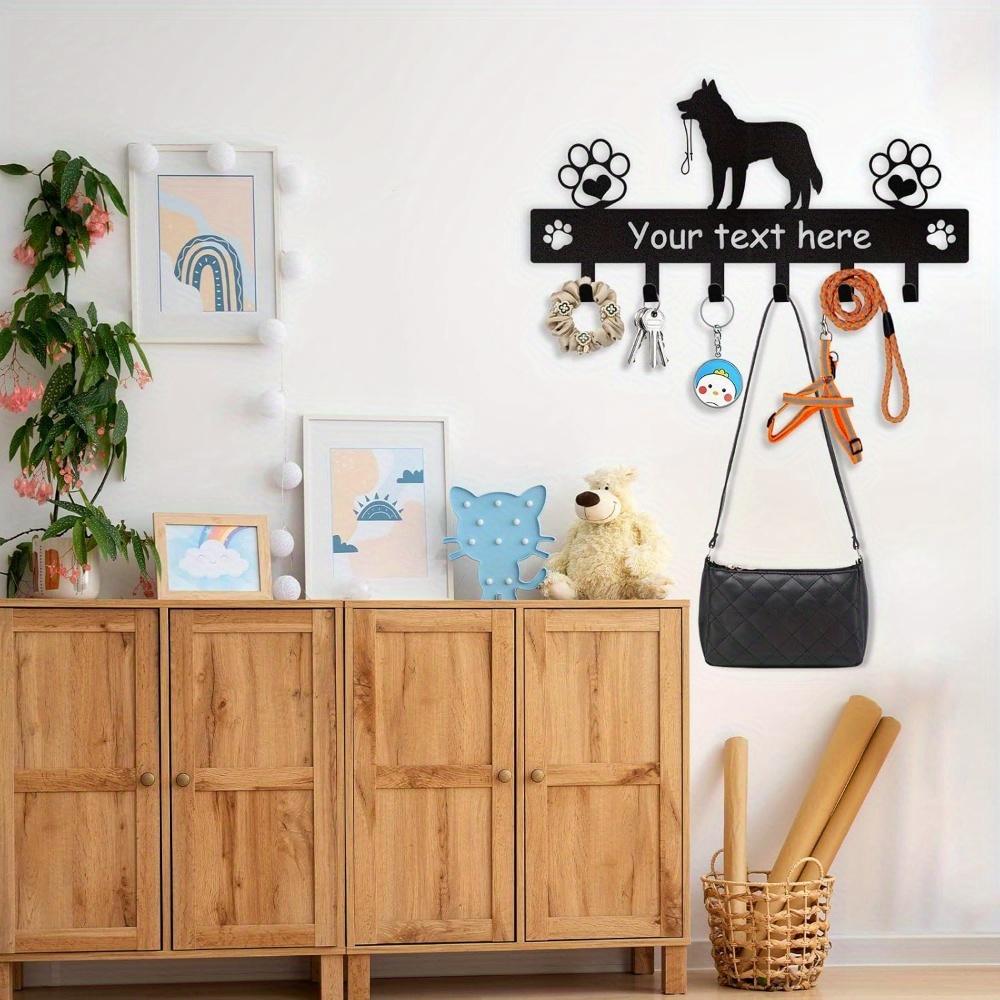 Metal Wall Mount Key Rack Dog Leash Holder Entryway Organizer Gifts for Dog Lovers