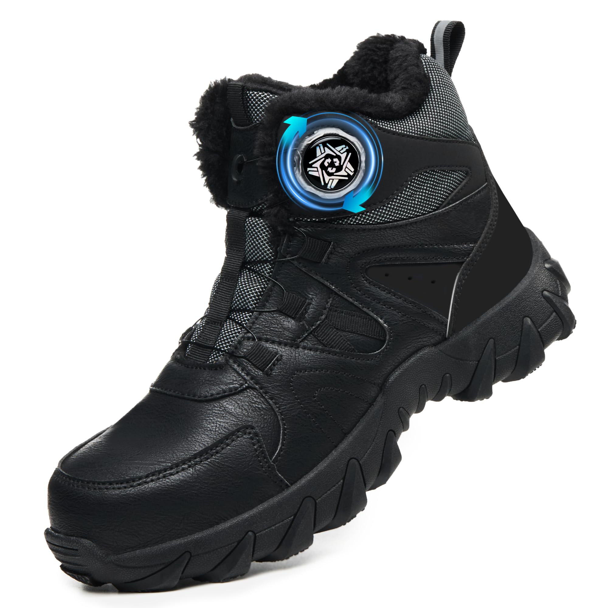 

KOIFISH Men s High-Top Safety Boots with Dial-Type Closure, Slip-On Design, Steel Toe Cap, and Puncture Protection, Black, Size 26.0cm