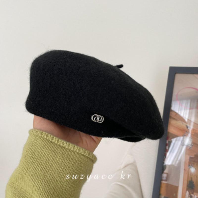 Czarny Beret Koreański Styl Duży Obwód Głowy Podkreślający Twarz Mały Kapelusz Malarski Kobiety Jesień Wełniany Kapelusz Beret