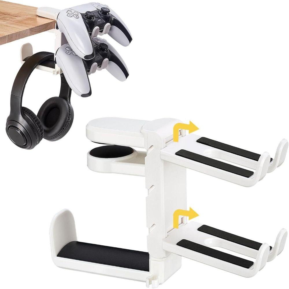 Clamp-on PC Gaming Headphone Stand Rotating Arm Headphones Hanger Controller Storage Rack  Table
