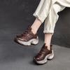 Fashion GKTINOO 2024 Autumn New Retro Lace-up Flat Platform Shoes Genuine Leather Sneakers Thick Soled Round Toe Casual Women's Shoes