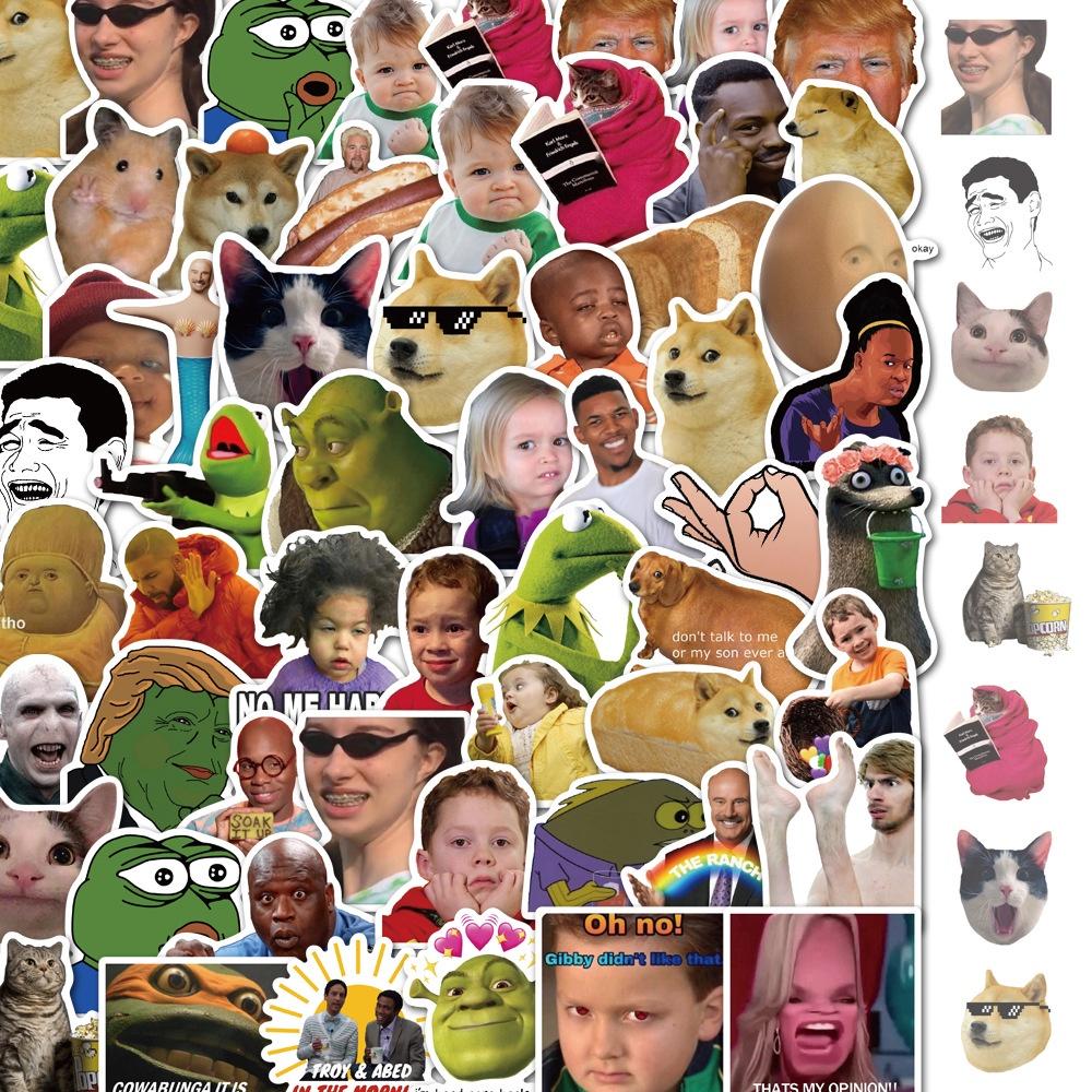 Funny Emoticon 50pcs Stickers Set Waterproof Laptop Suitcase Hand Account Decor