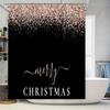 Luxury Christmas Shower Curtain Set Festive Gold Black Print for Bathroom Decor