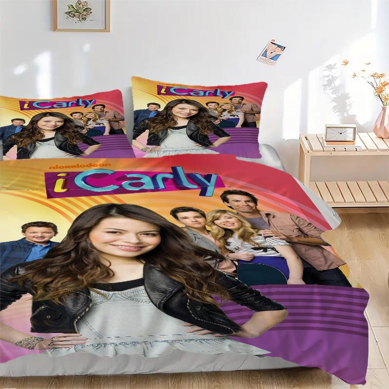 Icarly Show Bedding 3 Piece Set HD Print Duvet Cover Pillowcases for Teens Adult Bedroom Decoration Christmas Gift