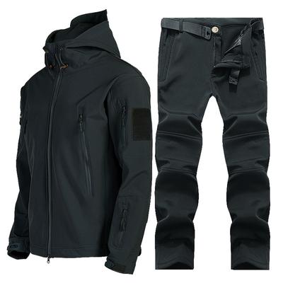 Shark Skin Soft Shell Jacket Suit Men's Winter Plus Velvet Warm Mountaineering Suit Waterproof and Windproof Ski Cycling Suit